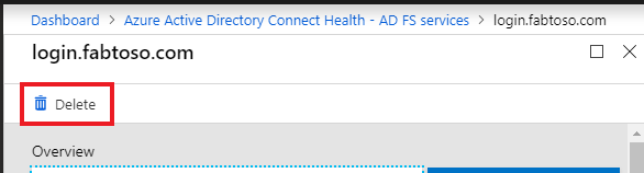 Screenshot: Löschen eines Servers aus dem Microsoft Entra Connect Health-Dienst