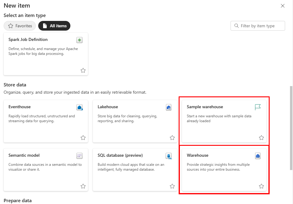 Screenshot der Karte „Warehouse“ im „Start“-Hub