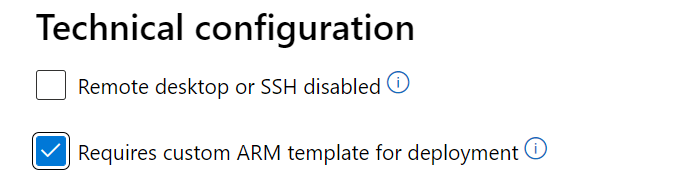 Kontrollkästchen für benutzerdefinierte ARM-Vorlagen