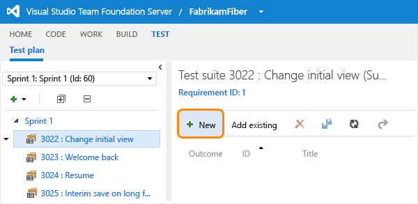 Select the test suite and add a test case