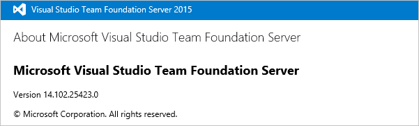 Azure DevOps Server About page, version number