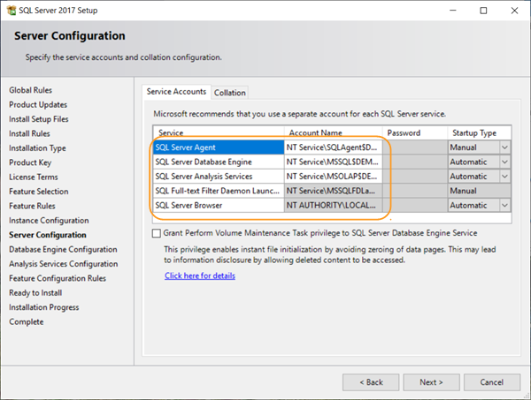 Server configuration