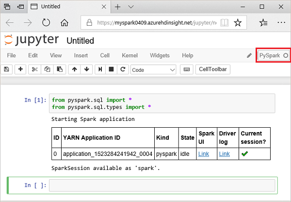 Status einer interaktiven Spark-SQL-Abfrage.