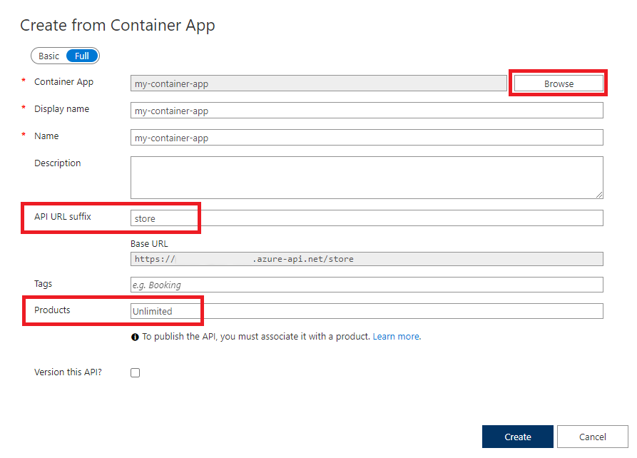 Erstellen einer API auf Grundlage einer Container-App