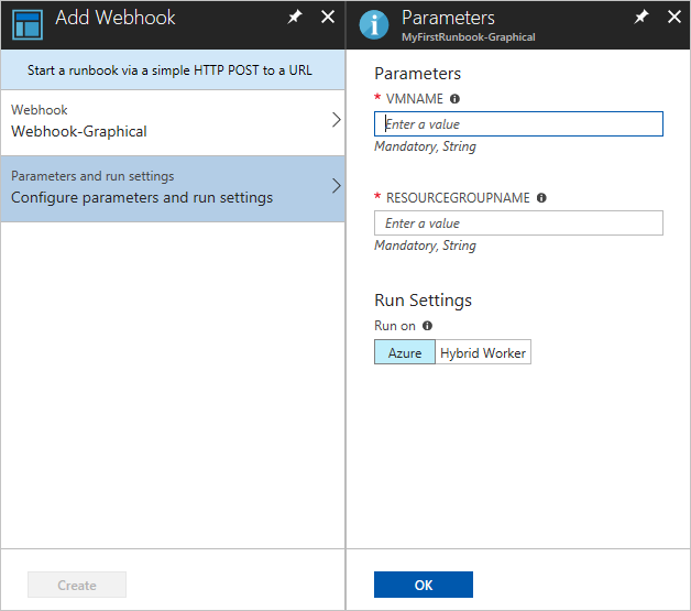 Erstellen eines Webhooks und Zuweisen von Parametern