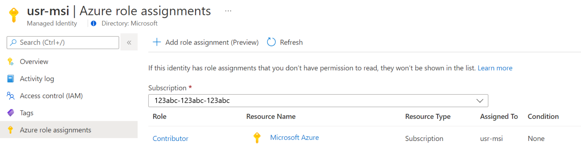 Anzeigen von Rollenzuweisungen, für die Sie über Berechtigungen verfügen, im Azure-Portal