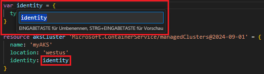 Screenshot: Extrahieren einer Variable.