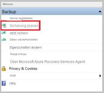 Screenshot shows how to select schedule backup.