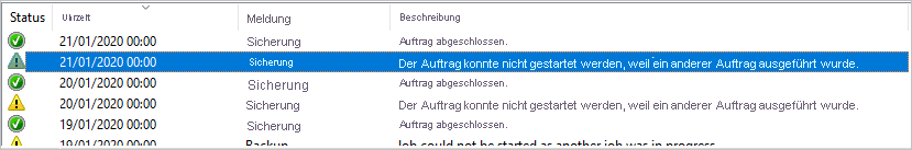 Der Auftrag konnte nicht gestartet werden, weil ein anderer Auftrag ausgeführt wurde.