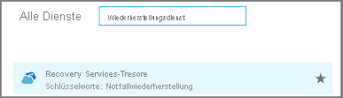 Eingeben von Recovery Services im Dialogfeld „Alle Dienste“