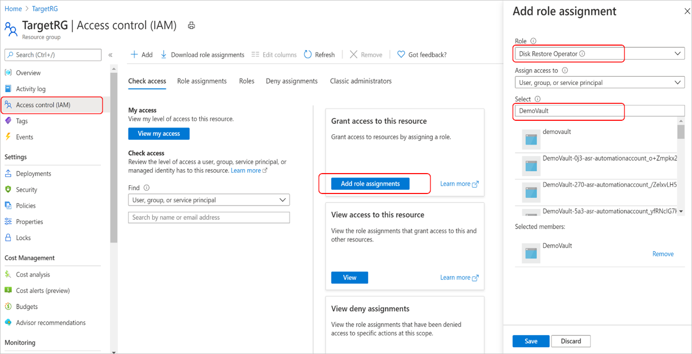 Rolle „Operator für die Datenträgerwiederherstellung“ auswählen