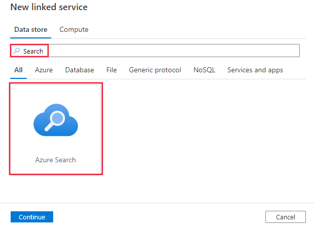 Wählen Sie den Azure Search-Connector aus.