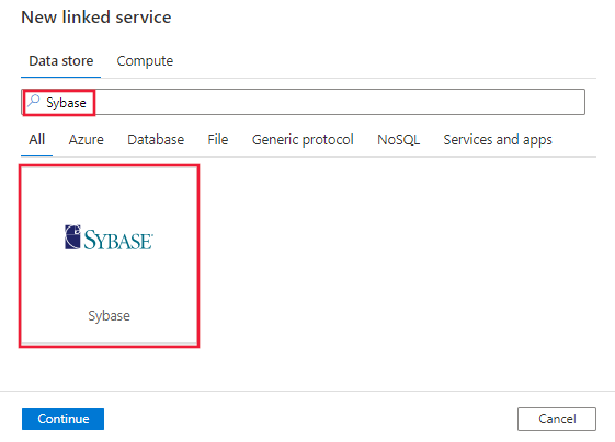 Wählen Sie den Sybase-Connector aus.