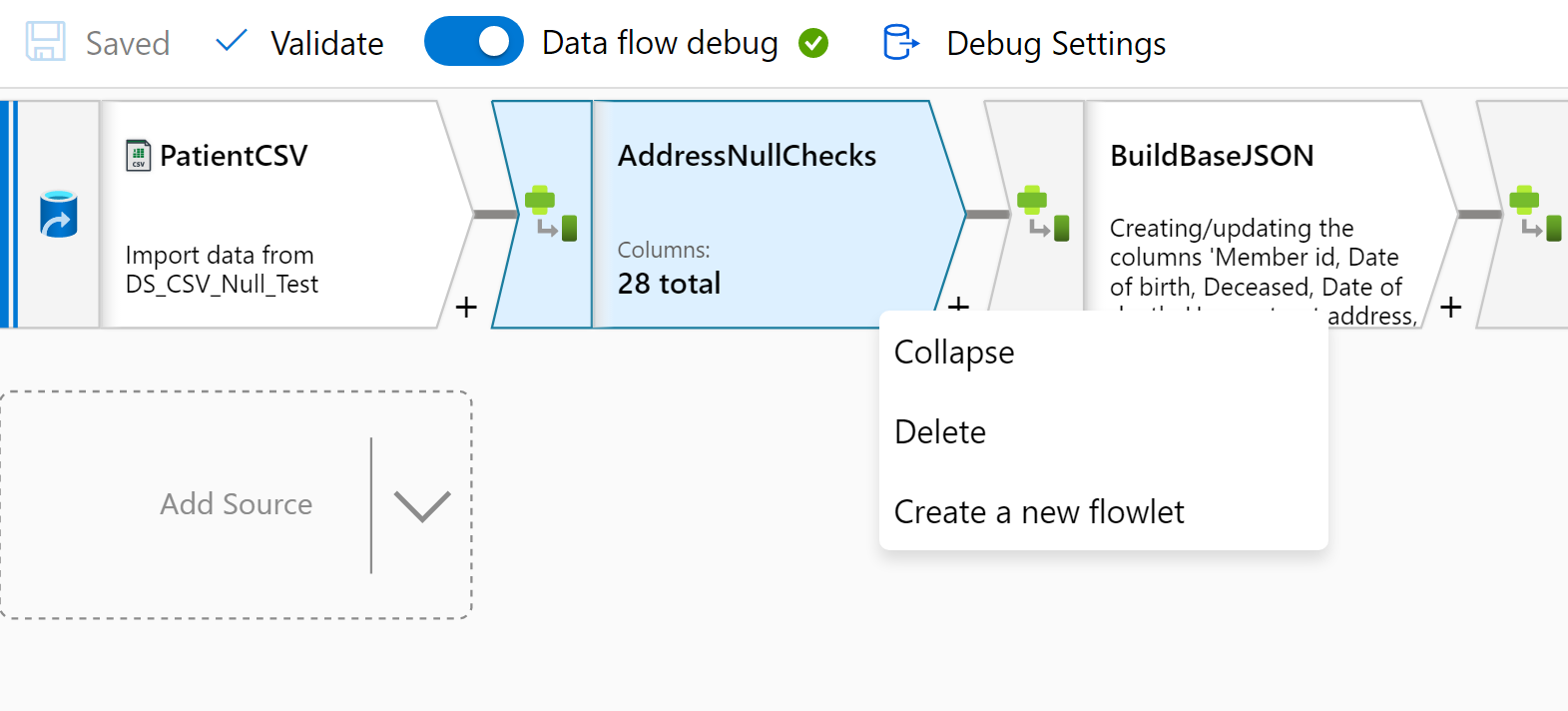 Screenshot: Erstellen eines Flowlets auf der Grundlage einer vorhandenen Aktivität mithilfe der Kontextmenüoption