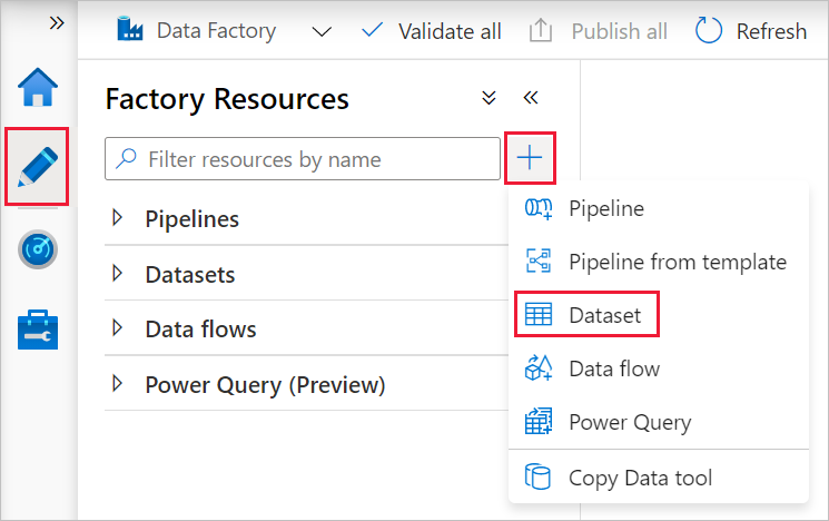 Menü „Neues Dataset“