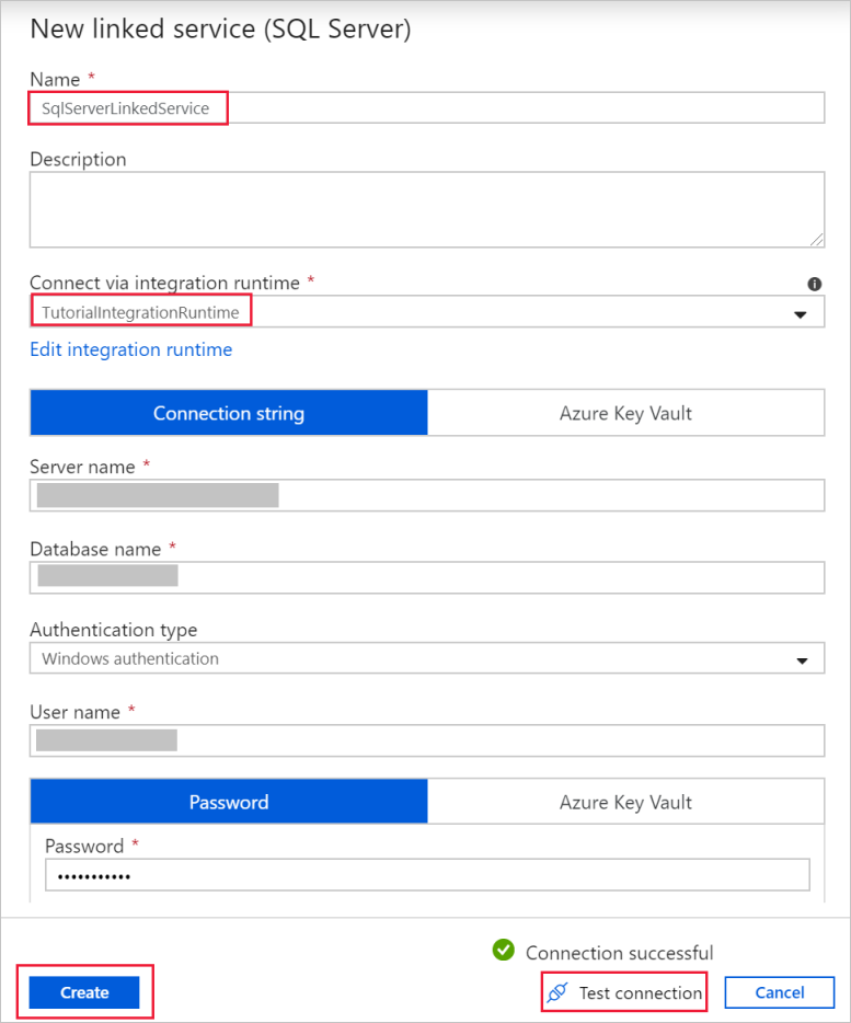 New linked service (SQL Server) (Neuer verknüpfter Dienst (SQL Server))