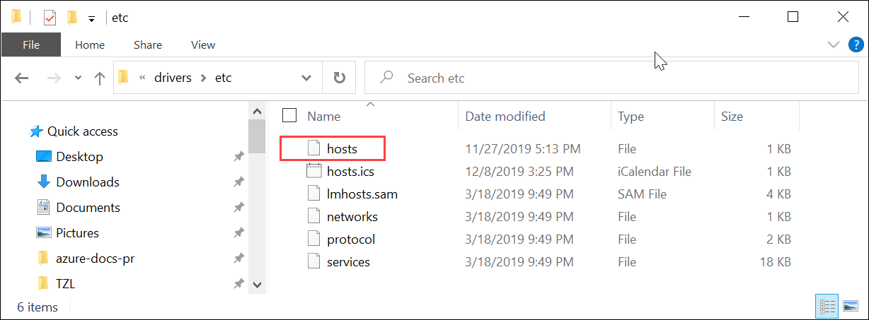 Datei „hosts“ in Windows-Explorer