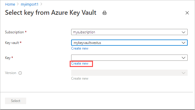 Erstellen eines neuen Schlüssels in Azure Key Vault