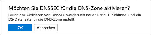 Screenshot: Bestätigen der DNSSEC-Signatur