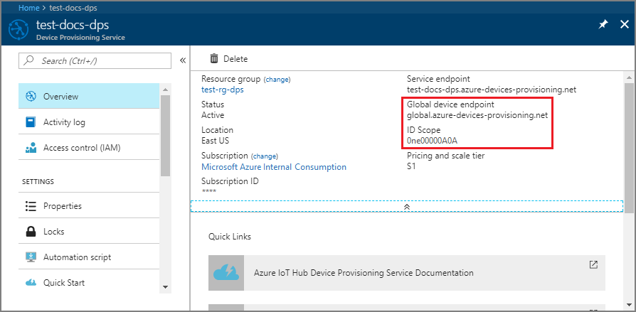 Information zu Device Provisioning Service