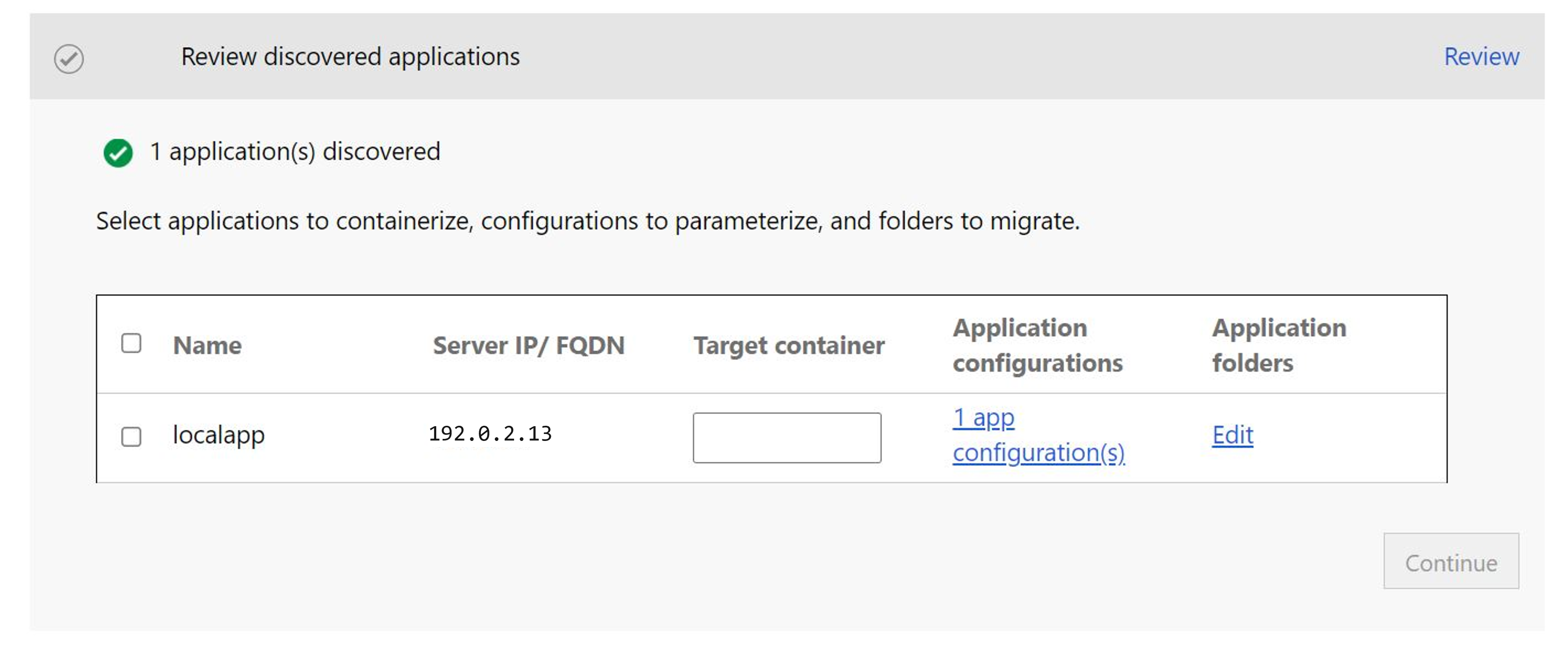 Screenshot der ermittelten ASP.NET-Anwendung