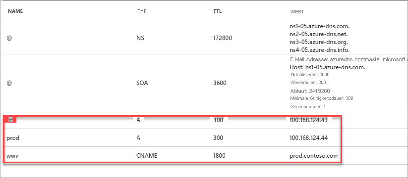 Ein Screenshot des Erstellens von DNS-Zoneneinträgen.