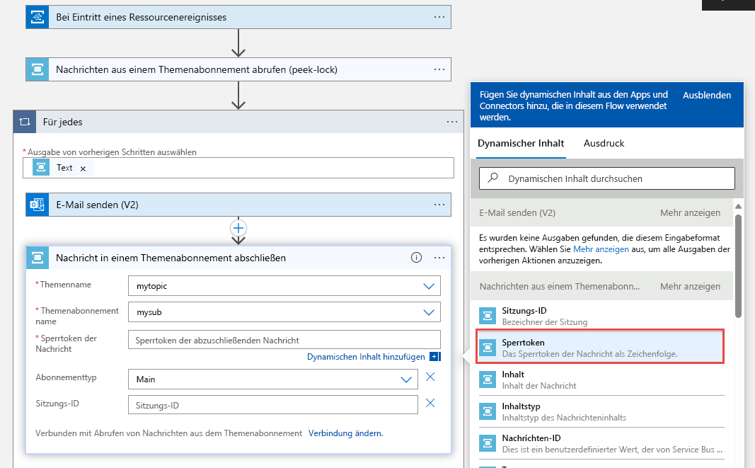 Screenshot des Felds „Token sperren“.