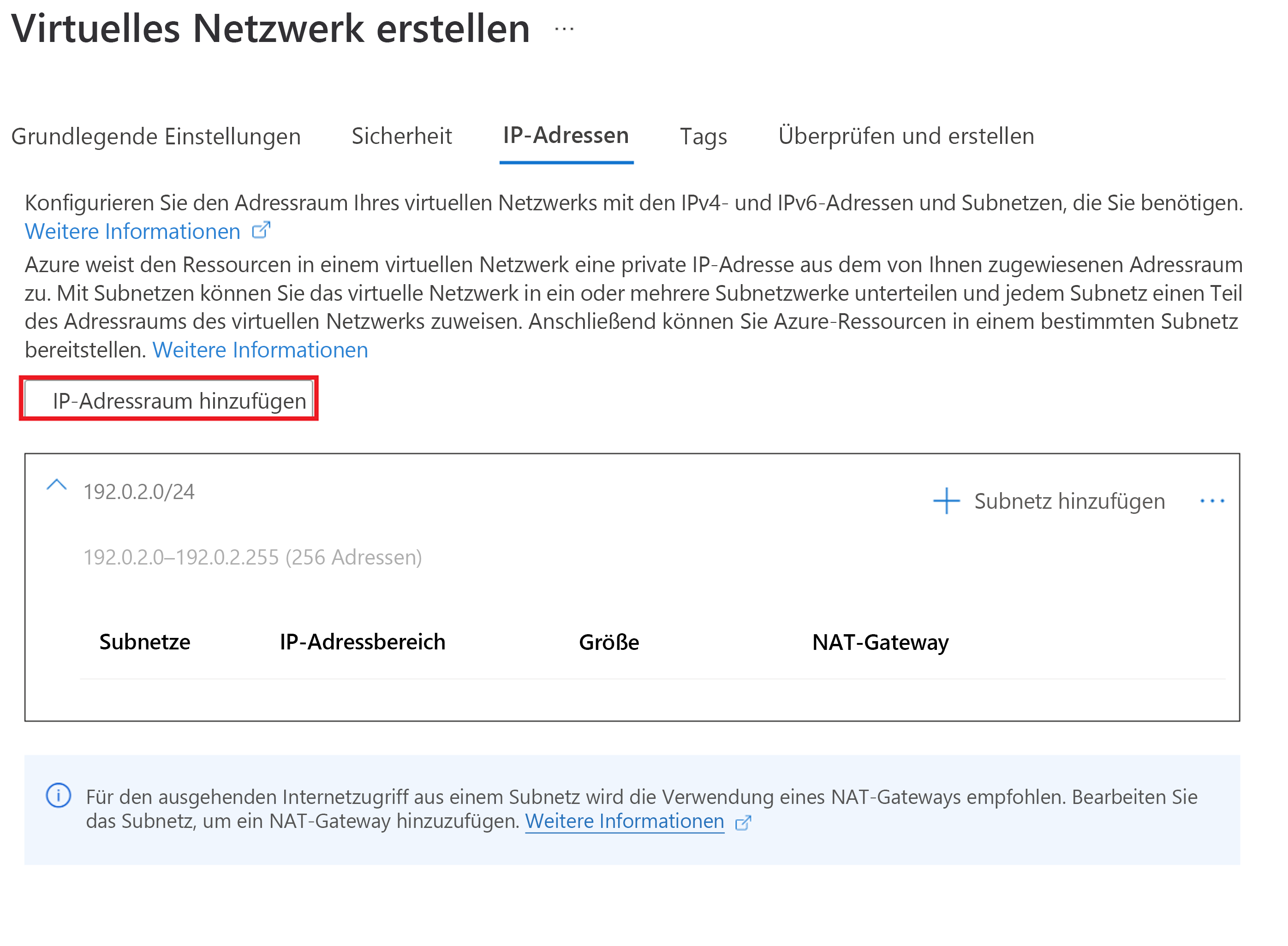 Screenshot: Hinzufügen der IP-Adresse.