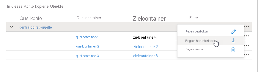 Screenshot showing how to download replication rules to a JSON file