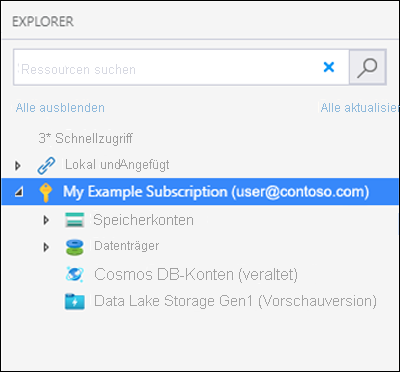 Screenshot mit der Hauptseite von Storage-Explorer