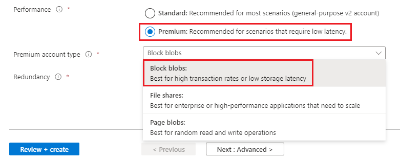 BlockBlobStorage-Konto erstellen