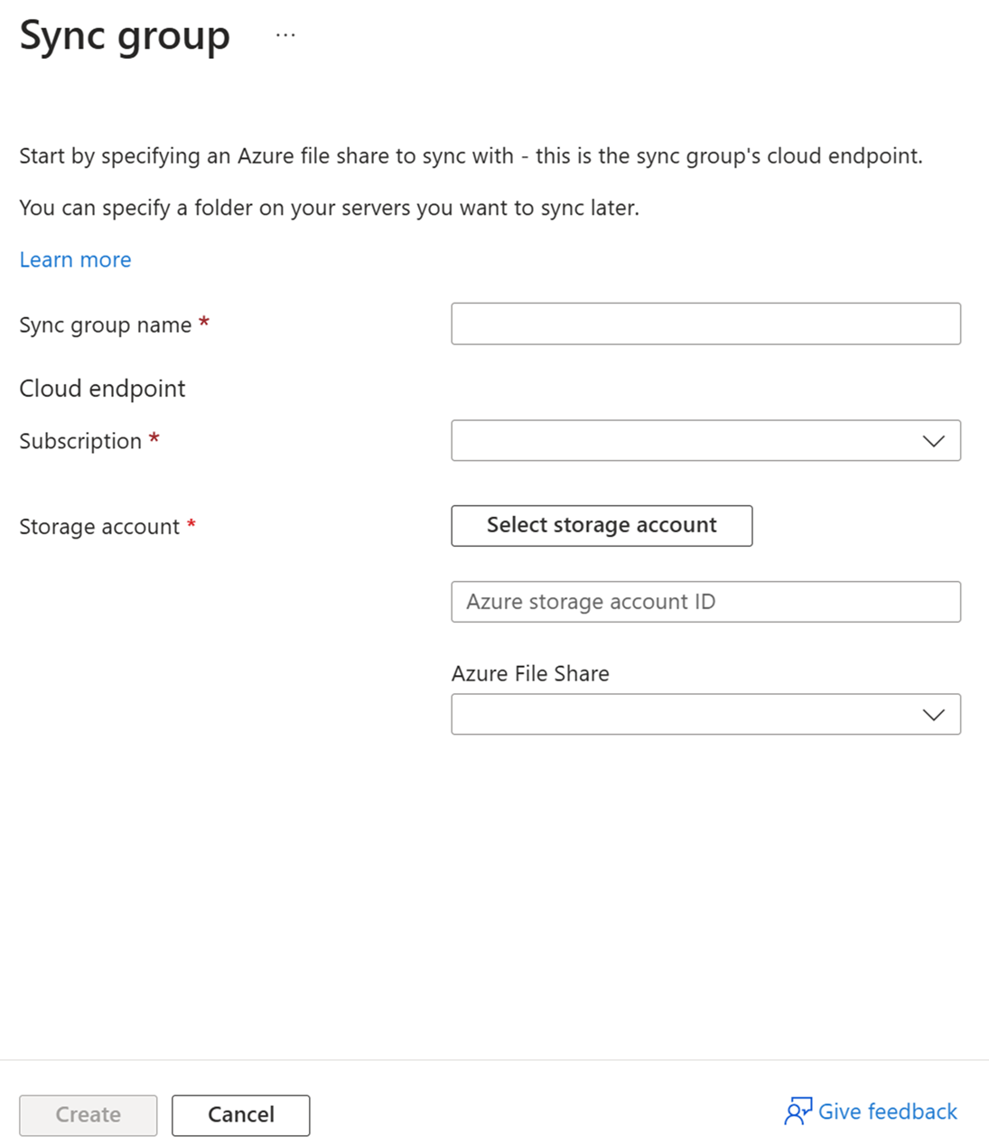 Screenshot: Erstellen einer neuen Synchronisierungsgruppe im Azure-Portal – Informationen