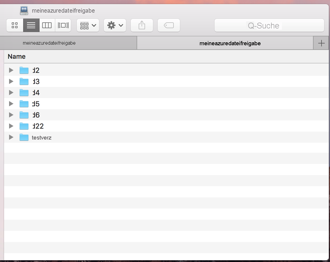 A snapshot of a mounted Azure file share