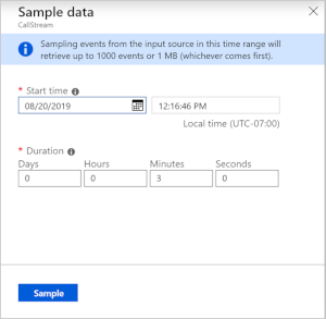 Festgelegter Azure Stream Analytics-Zeitbereich für eingehende Beispielereignisse