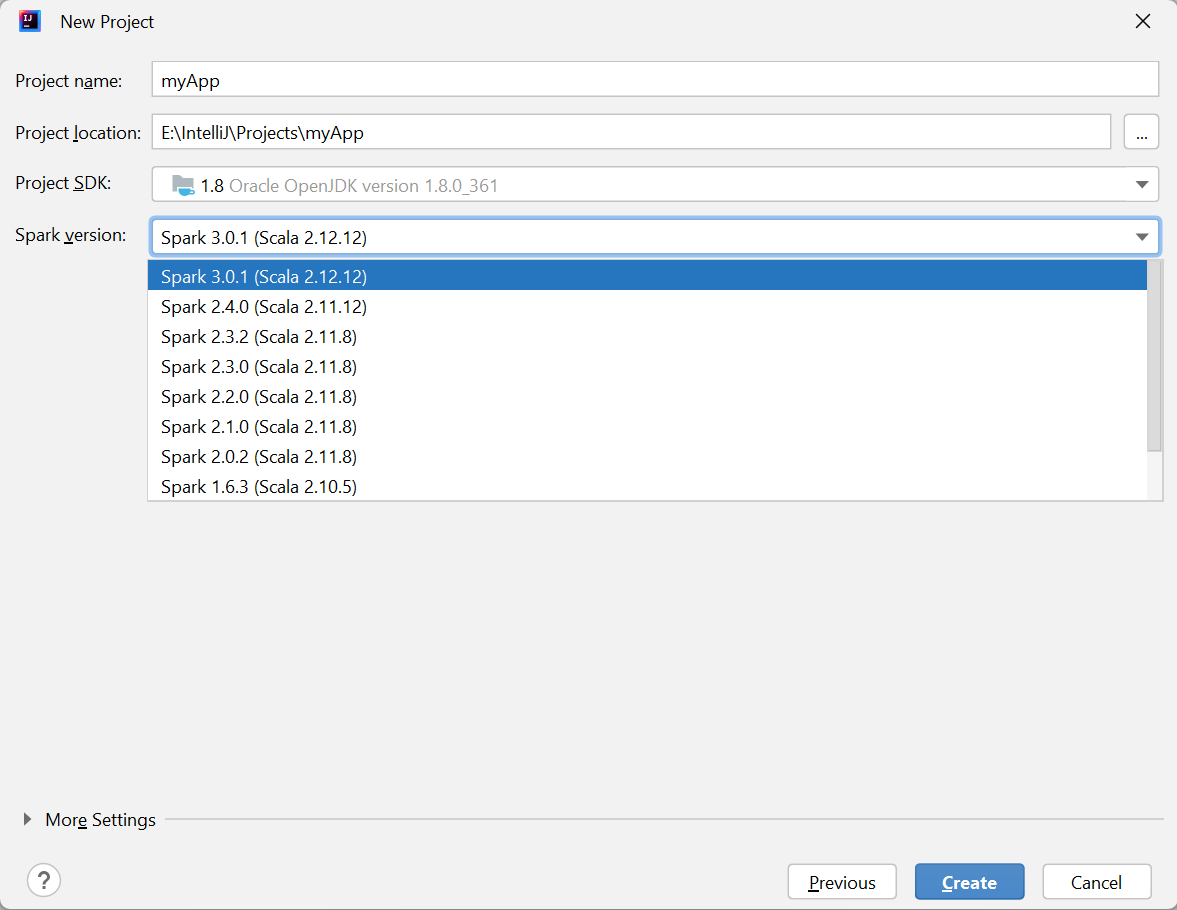 Auswählen des Apache Spark SDK