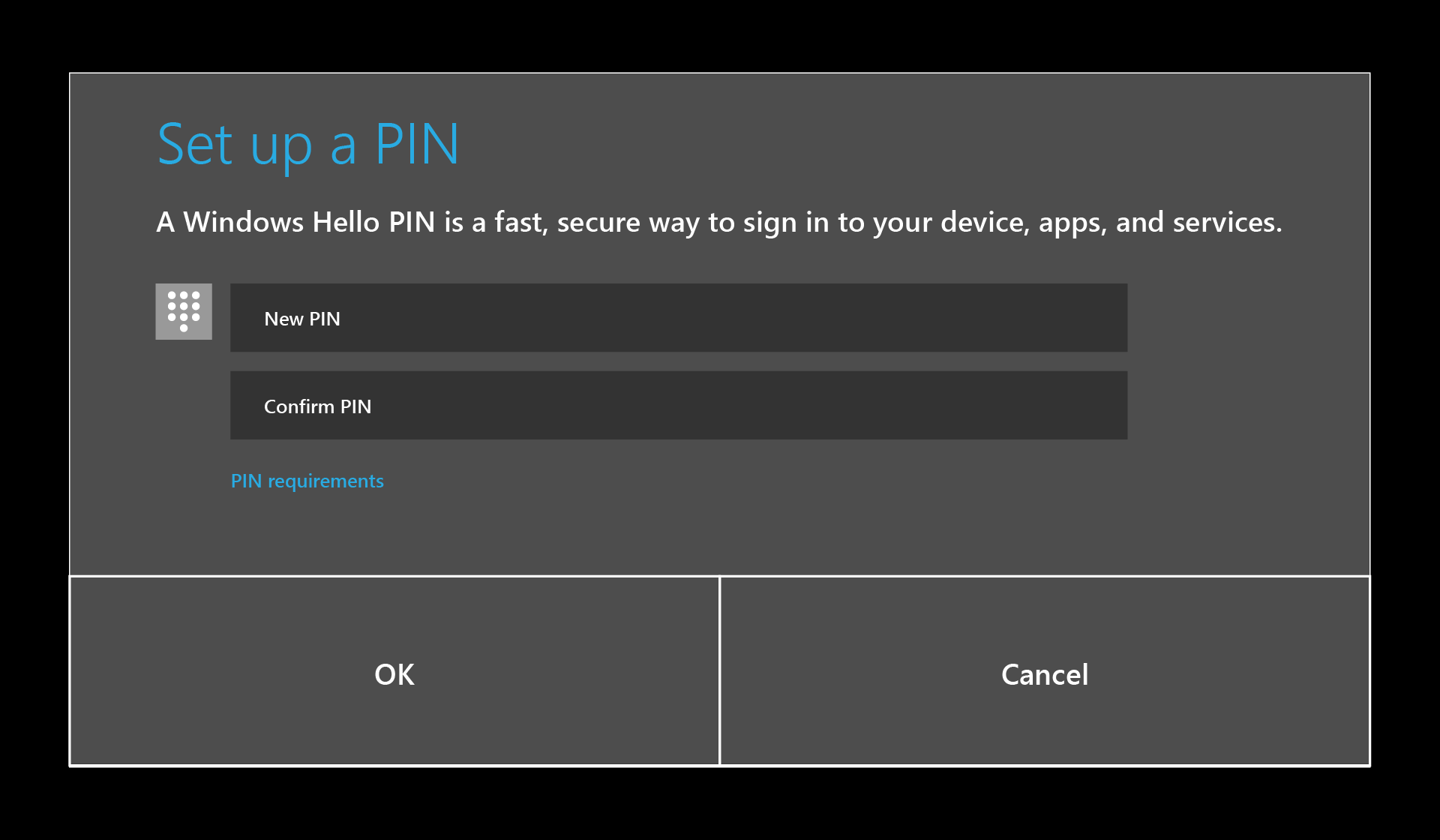 Richten Sie Windows Hello PIN ein.