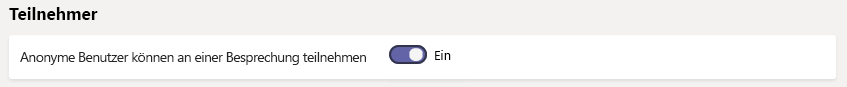 Screenshot der Teilnehmereinstellungen für Besprechungen im Teams Admin Center.