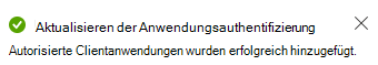 Nachricht „Clientanwendung hinzugefügt“