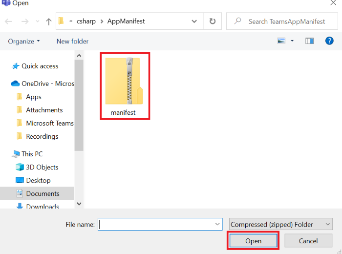 Screenshot: Speicherort der MANIFEST-ZIP-Datei im Datei-Explorer