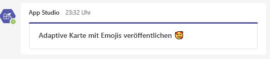Screenshot einer adaptiven Karte mit einem Emoji