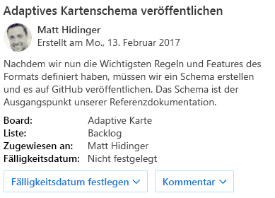 Screenshot: Beispiel für eine adaptive Karte