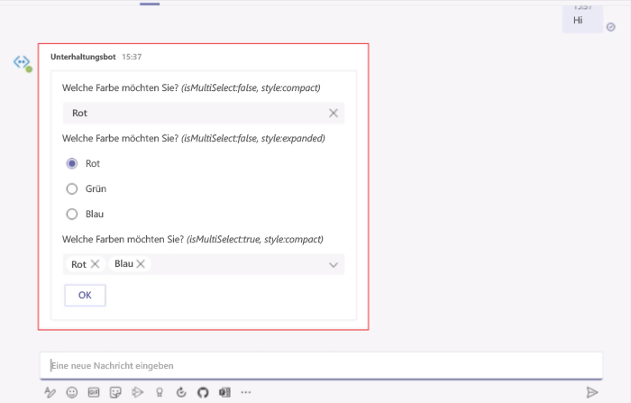 Screenshot: Adaptive Karte mit geringer Breite