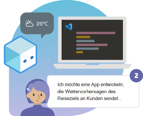 Screenshot: Entwickeln einer App, die Wettervorhersagen des Ziels an Kunden sendet