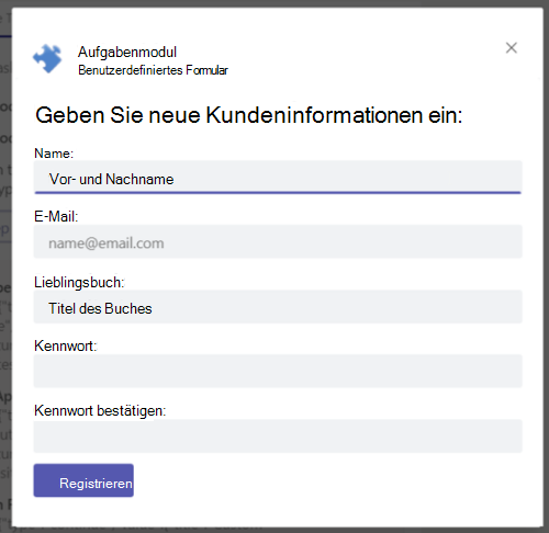 Benutzerdefinierte Maske für das Aufgabenmodul