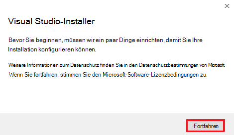 Screenshot: Visual Studio-Installer mit rot hervorgehobener Option 