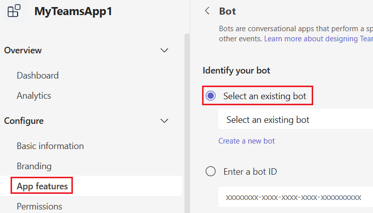 Screenshot: Überschreiben und Aktualisieren im Teams-Entwicklerportal