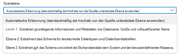 Screenshot: Dropdownliste zum Auswählen von Scanebenen