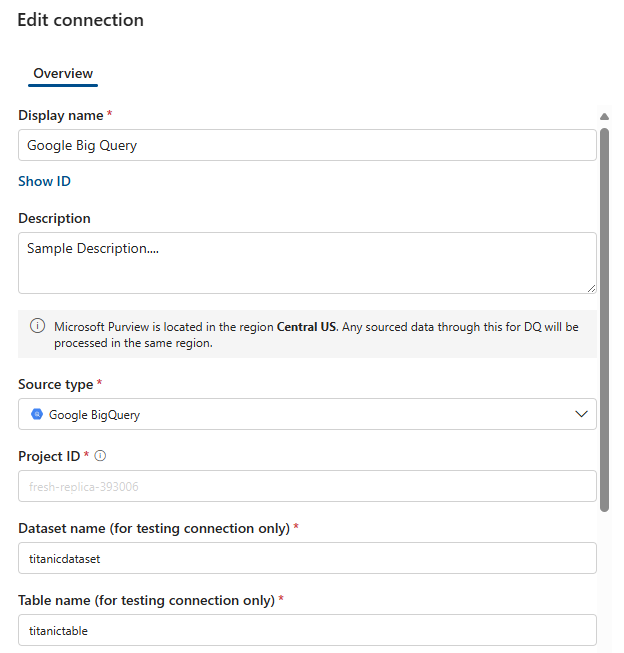 Screenshot: Einrichten der Google BigQuery-Verbindung