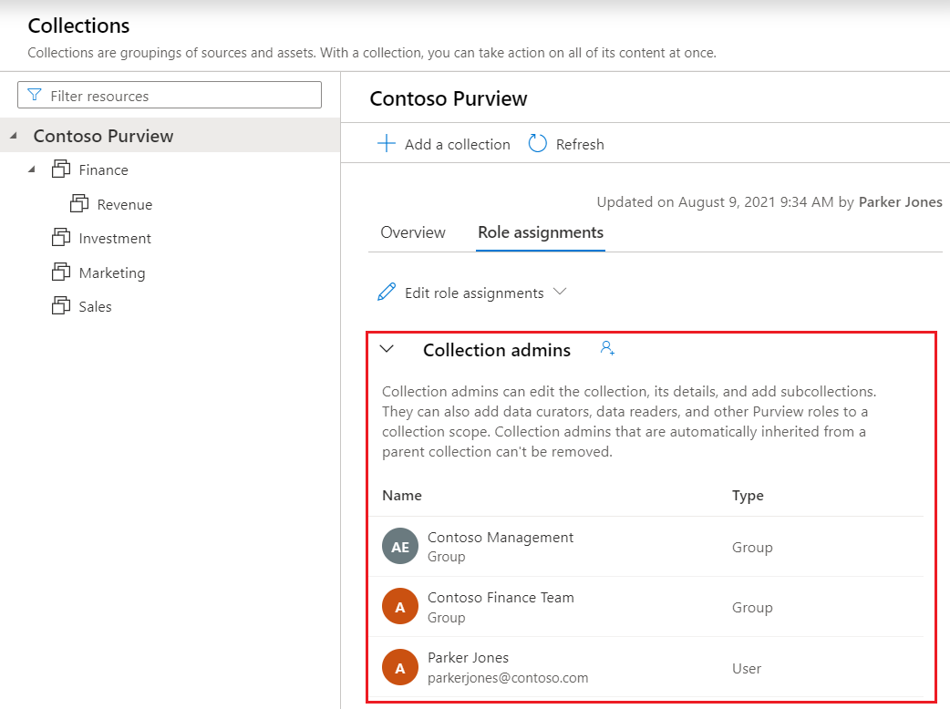 Screenshot des Fensters des Microsoft Purview-Governanceportals, das für die Data Map geöffnet ist und der Abschnitt 