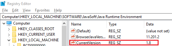 Screenshot: Java Runtime Environment